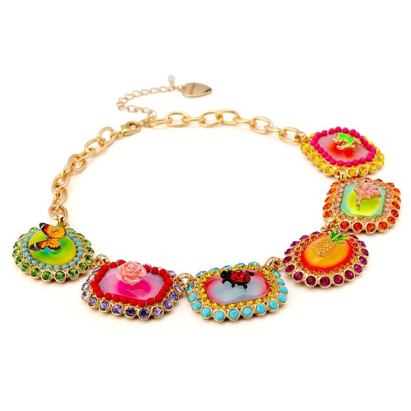 New Betsey Johnson Colorful Enamel Charm Necklace - Picture 4 of 14